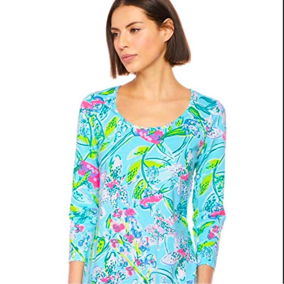 EUC Lilly Pulitzer Beacon Dress Bali Blue Sway This Way Size Small NWT - Picture 9 of 9